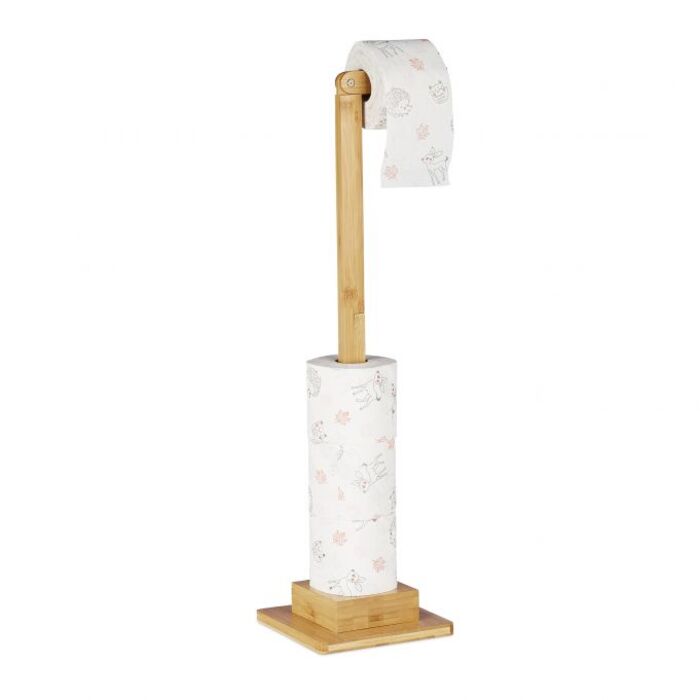 Relaxdays Bamboo Toilet Paper Holder Standing