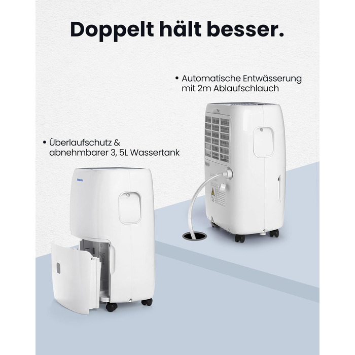 Електричний осушувач повітря Newentor 25L - для підвалу, дому, 215 м³/80 м², з таймером, фільтром, 10 років гарантії