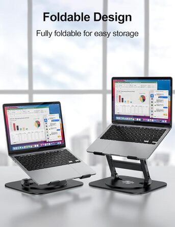 MCHOSE Adjustable Laptop Stand - Ergonomic Aluminum Laptop Riser for Desk - 360° Rotation - Compatible with MacBook Air & 10-17