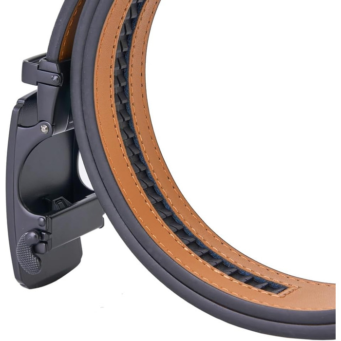 Чоловічий шкіряний ремінь VRLEGEND з автоматичною застібкою (ратинг) без дірок для ділового костюма, регульований розмір, з подарунковою коробкою, чорний