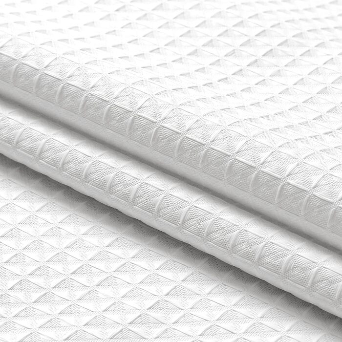 Драпіруваний душовий завіс, білий, вафельний візерунок, тканинний, міцний, готельна якість, 183x244 см