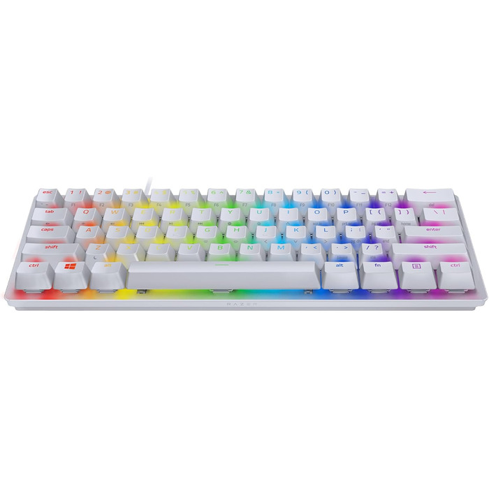 Клавіатура Razer Huntsman Mini (Red Switch) - Компактна ігрова клавіатура 60% (Lineare оптичні перемикачі, Doubleshot PBT-клавіші, знімний USB-C кабель) QWERTY US-розкладка | Mercury White Huntsman Mini Mercury Ed. QWERTY US-розкладка Red Linear Switch