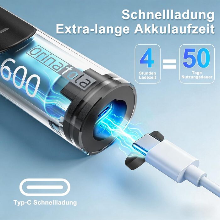 Електрична зубна щітка Rotierende для дорослих з 8 насадками, 3 режимами чищення, акумулятором до 50 днів та Smart-таймером 2 хв - Чорна