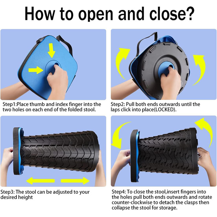 Складний стілець-телескоп для кемпінгу, риболовлі та відпочинку на природі (220 кг, блакитний)