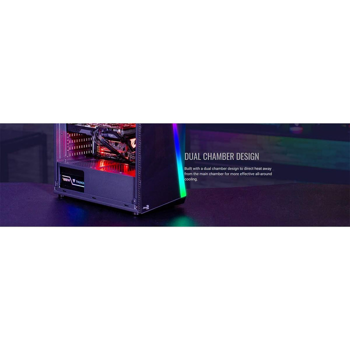 Корпус для ПК AeroCool SHARD, ATX, з акриловим склом, RGB, 13 режимів, вентилятор 12 см, чорний