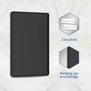 Дзеркало для ванної кімнати WEER, 61x81 см, чорний металевий каркас, матове скло, закруглені кути