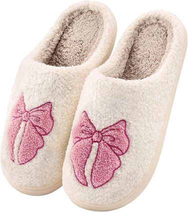 Теплі жіночі та чоловічі домашні тапочки з хутром для дому, зимові, з бантиком, розмір 36/37 EU, вузька форма