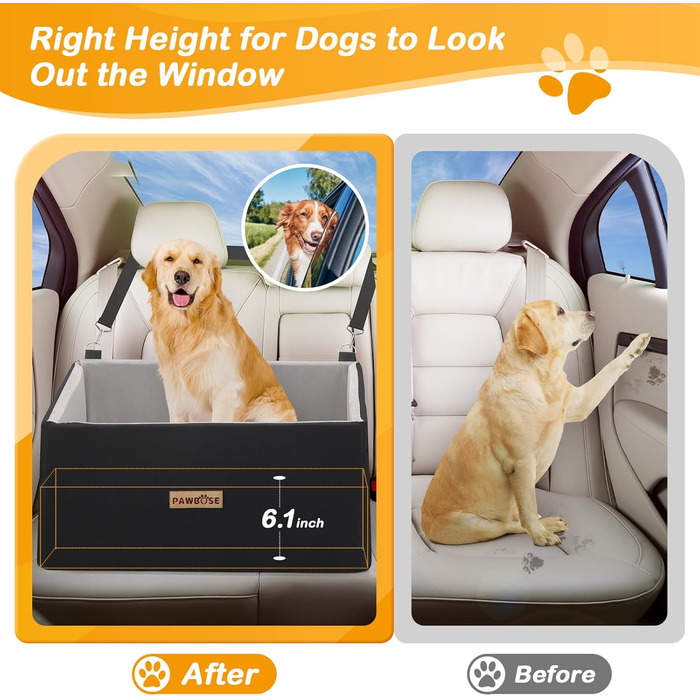 Автокрісло для собак, сіре, велике, до 20 кг, з кишенями для зберігання. Підходить для великих собак та цуценят. Знімне та миється.