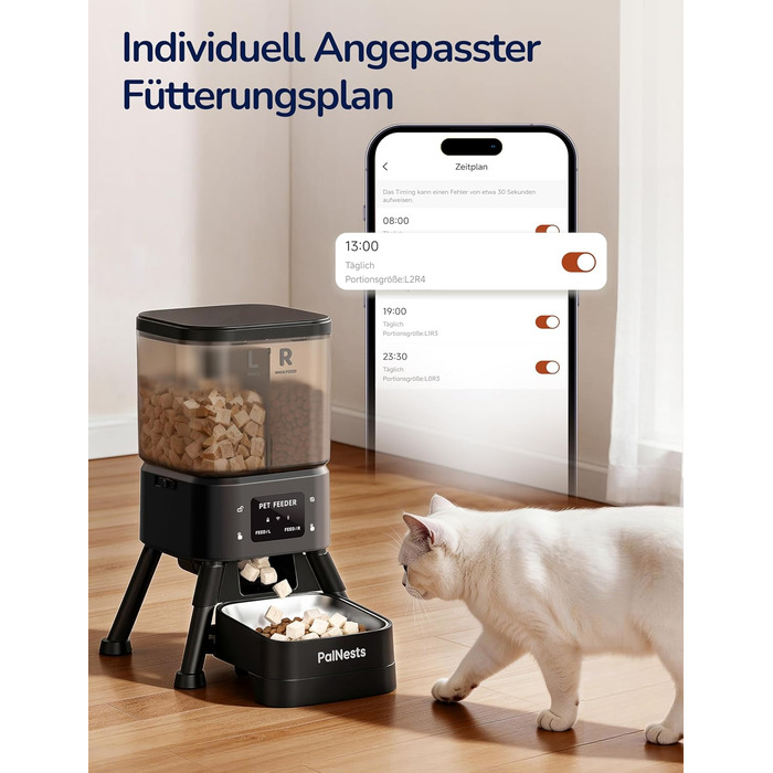 Автоматичний годівник для котів PalNests 4L з Wi-Fi, програмований таймер, сухий корм для котів/собак