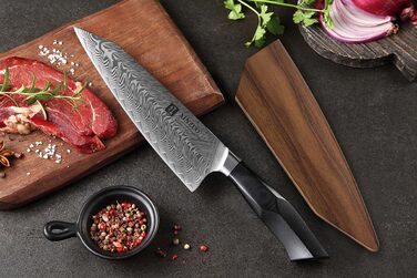 XINZUO ніж кухарський Дамаск 21.5см, Kiritsuke Gyuto, професійний, сталь G10, магнітний чохол, серія Feng