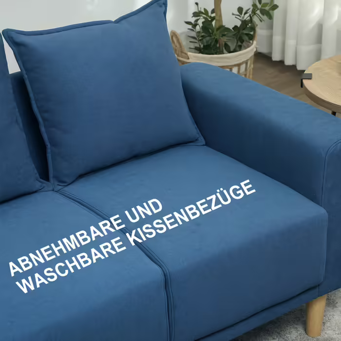 HOMCOM 2-Seater Sofa with 2 Cushions, Upholstered Sofa with 51cm Extra Deep Seats, Velvet Double Sofa, Small Sofa with Wooden Frame 2-Seater Couch for Living Room Bedroom Office, 133 x 73 x 81 cm, Blue | Aosom