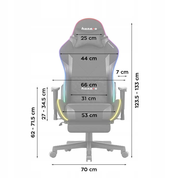 Ігрове та офісне обертове крісло Huzaro Force 5.7 RGB з підставкою для ніг