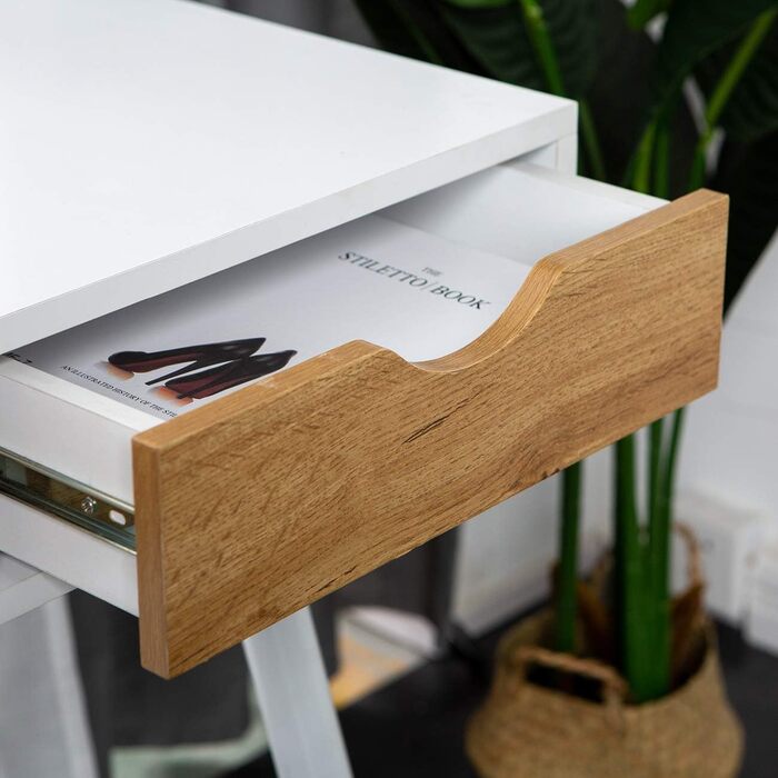 Soges Metal and E1 Wood Desk with 3 Drawers - 110x50x78cm White Office Writing Table for Storage