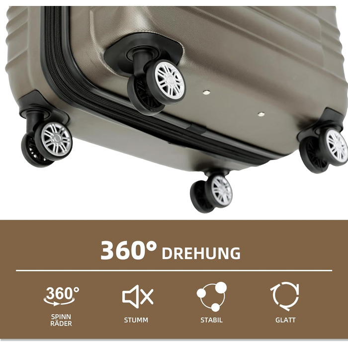 Набір валіз Beibye Hartschalen з твін-колесами (кофе, набір)