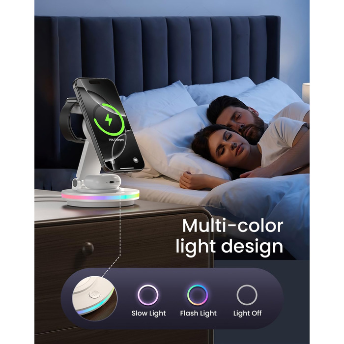 Зарядний пристрій MagSafe 3-в-1, складаний, для Apple Watch, iPhone та AirPods (білий)