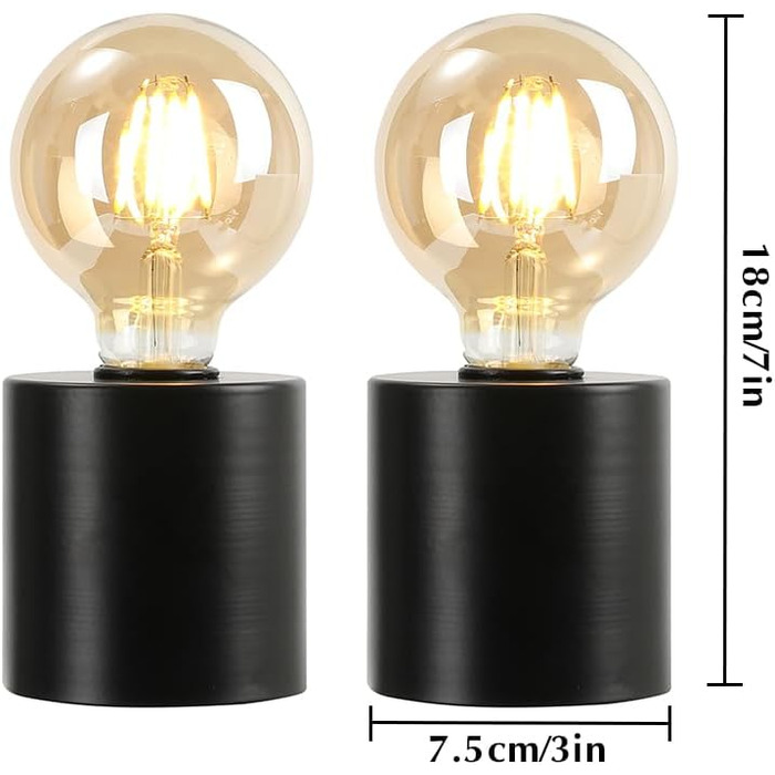 Настільні лампи JHY DESIGN 2 шт. з металу, бездротові, на батарейках, 20 см, декоративні, сферичні, для спальні, вечірки, саду, дому, вітальні (чорна основа)