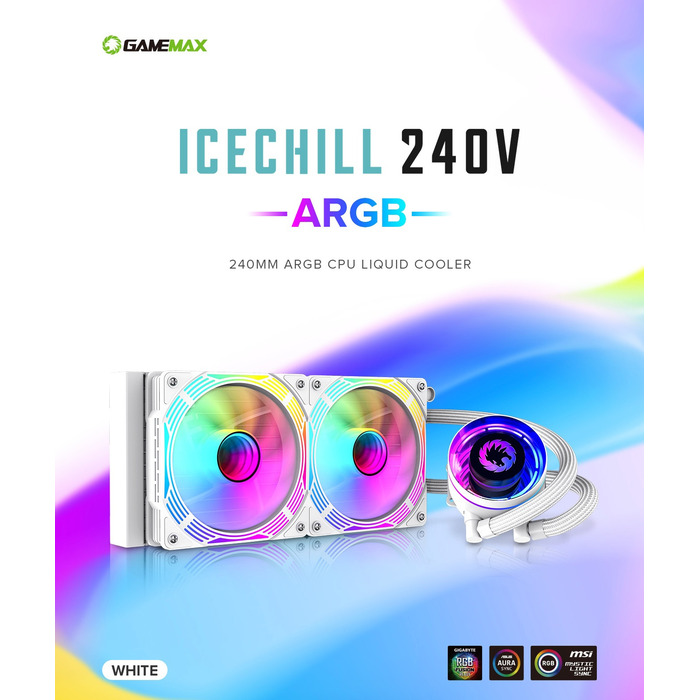Система рідинного охолодження процесора GameMax IceChill 240V, Білий