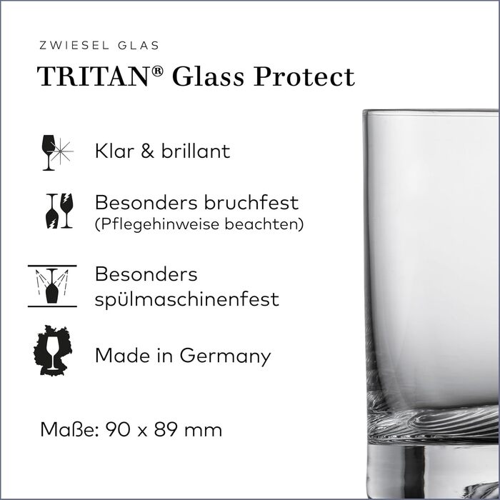 Zwiesel Glas Echo Large Whiskey Glasses (Set of 4), modern tumbler for whiskey, dishwasher-safe Tritan crystal glasses, Made in Germany (Art. No. 123377)