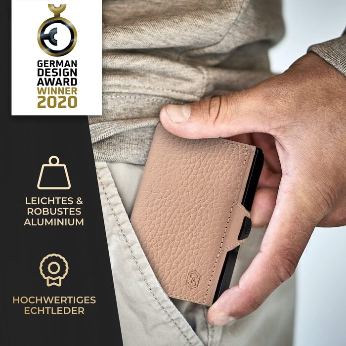 ZNAP® Slim Wallet - Тонкий гаманець-картхолдер для чоловіків з RFID захистом (Бежевий, 8 карт)