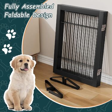 Бамбуковий захисний забір для тварин Semiocthome (2 панелі, 61 см), для дому, для собак та котів, безпечний, чорний