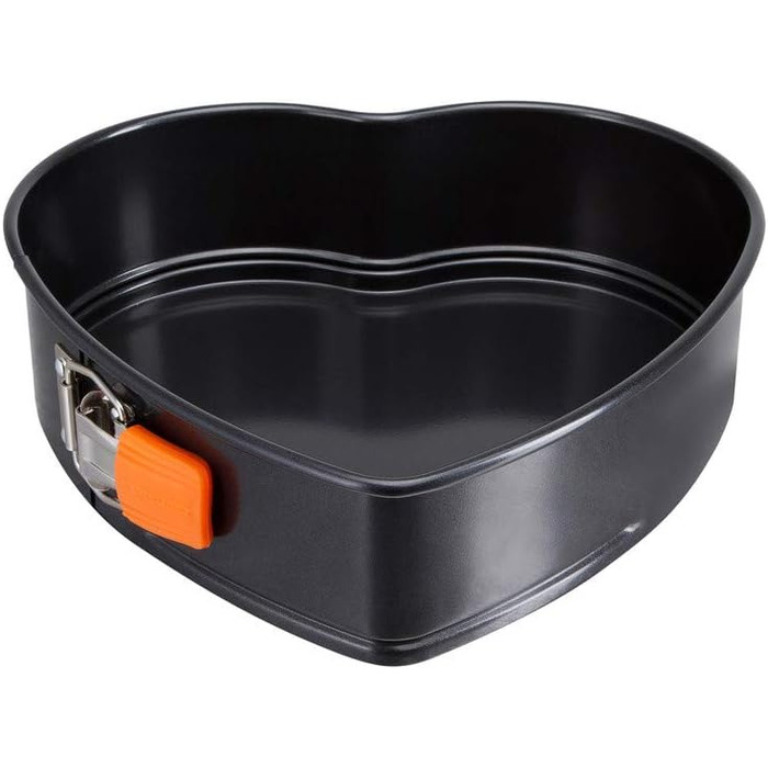 Форма-серце для випічки Le Creuset, антипригарна, 24,8×23,8×6,9 см, сталева, для кислого тіста, антрацит/помаранчева