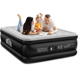 Надувне ліжко Airefina на 2 особи з самонадувною системою та вбудованим насосом, для кемпінгу та дому, міцне гостьове ліжко 203 x 152 x 46 см