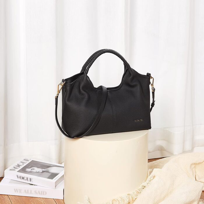 Сумка жіноча BOSTANTEN шкіряна шопер Hobo з ручкою та регульованим ременем, коричнева