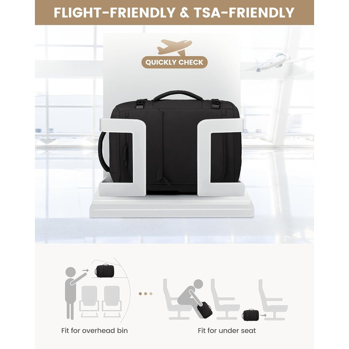 Чорний жіночий рюкзак LOVEVOOK 50L для подорожей, авіаперельотів та роботи, 17 дюймів