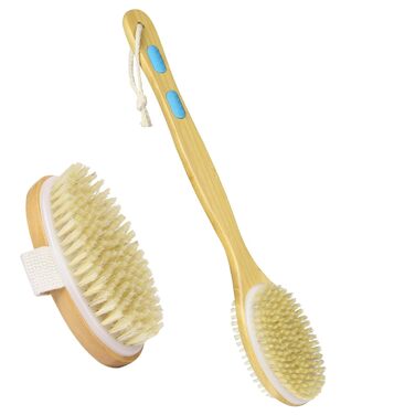 Масажна щітка для спини URAQT з натуральною щетиною, 2 шт. - для масажу та пілінгу, покращує кровообіг