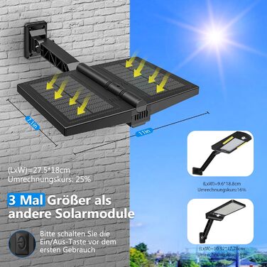 Street light spotlight guide light wall light with motion sensor 200W solar street lamp 180LED solar lights with remote control, 6500K outdoor floodlight for garden, hotel, courtyard, garage, pack of 2