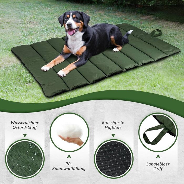 Водонепроникний килимок для собак 110 x 68 см, товстий, м'який, зручний, для подорожей, прання, кемпінгу, на вулицю (оливковий)