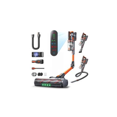 Акумуляторний вертикальний пилосос Fieety 600W, 50kPa, 65 хв роботи, з гнучким коліном, ароматизацією та набором насадок для килимів, твердих підлог та авто