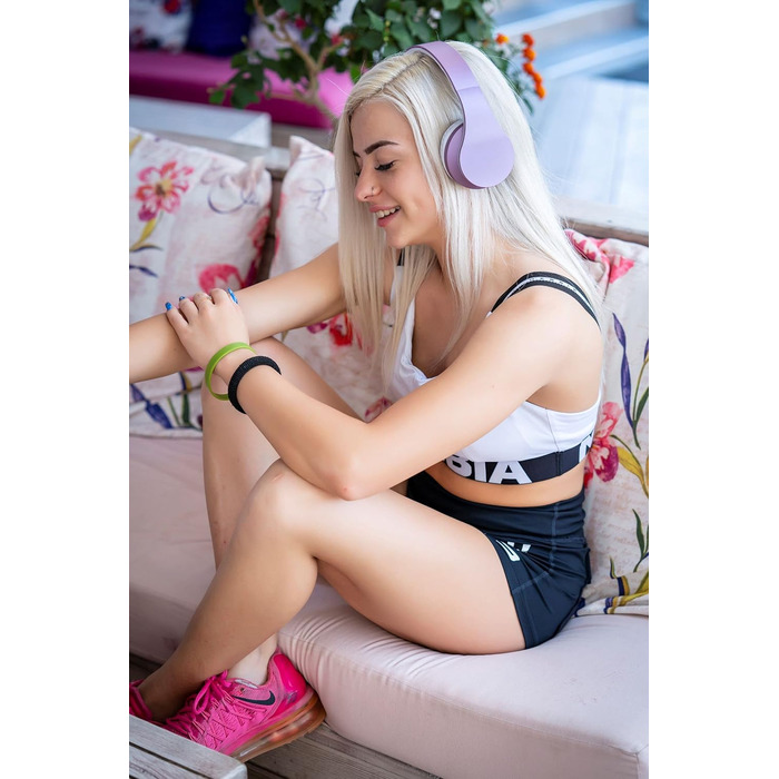 Бездротові навушники PowerLocus Over Ear Bluetooth з мікрофоном (Aux, для iPhone, Android, PC) білий/фіолетовий