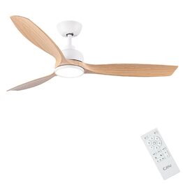 Стеляний вентилятор CJOY з підсвічуванням, 107 см, з пультом керування, DC, безшумний, з функцією зміни напрямку обертання, пам'ять 3CCT, регульована яскравість, 6 швидкостей, таймер для спальні (132 см, біле дерево)