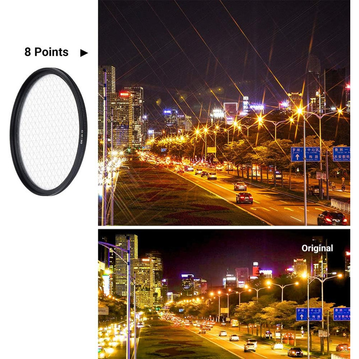 Фільтр JJC Glas-Stern 62mm (4/6/8 променів) для Sony A7/A7C/A7R/A7S/A9 + об'єктив Sony FE 90mm F2.8 Macro G OSS та інші об'єктиви з різьбою 62mm