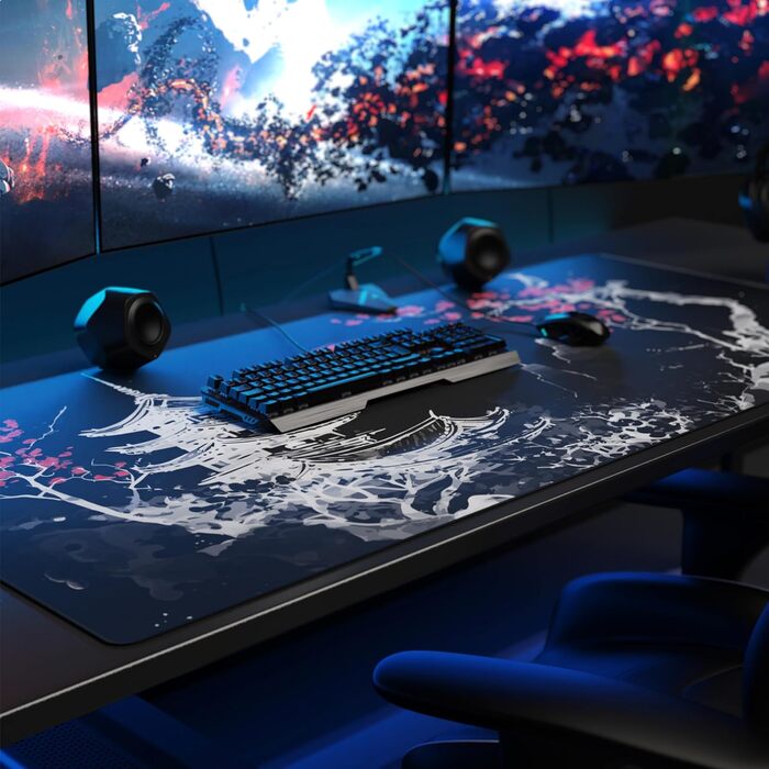 Килимок для миші Titanwolf XXXL 1200x600mm з мотивом Японського живопису (чорний)