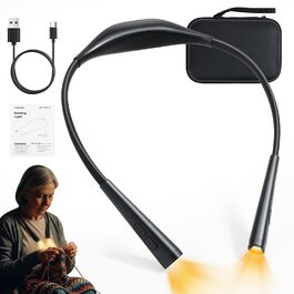 Ліхтар для читання Caydo з кишенею: 4 режими світла, 5 рівнів яскравості, регульований кут, гнучкий тримач. Ідеально для читання в ліжку, рукоділля, вуличного малювання. Чорний колір.