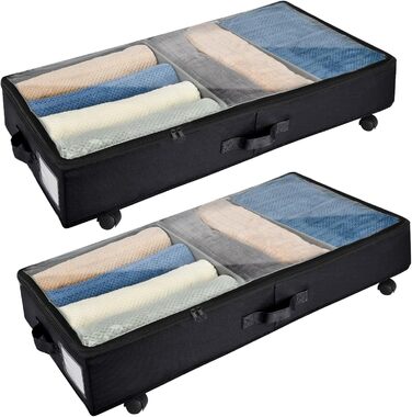 Органайзери для зберігання під ліжком Xtsuen (2 шт.) з металевим каркасом та колесами, велика місткість, для одягу, взуття, ковдр