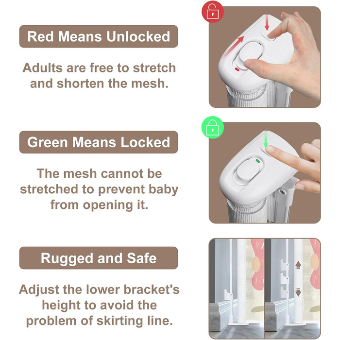 Захисний бар'єр для дитячих воріт, розтяжний, 0-140 см. Захист від падіння для дітей, котів та собак. Підходить для сходів, дверей, внутрішнього та зовнішнього використання. Розміри: 86x140 см