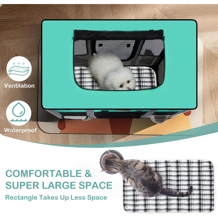 Переносний вольєр для собак та котів, ігровий майданчик для тварин, металевий загон, переносна клітка-палатка, середній та великий розмір (зелений)