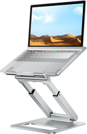 Adjustable Laptop Stand for Desk - Telescoping Design, Ergonomic Riser for 10-17 Inch Laptops (Silver)