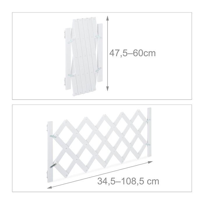 Захисне ворота для собак Relaxdays, висувне до 108,5 см, бамбук, для захисту сходів та дверей, біле