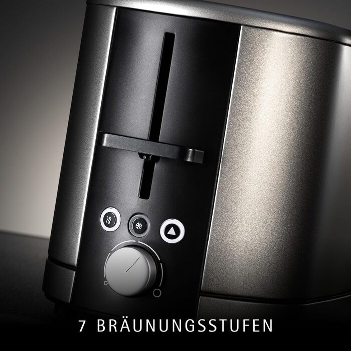 Тостер WMF Lono Silk з нержавіючої сталі, 2 слоти, XXL-насадка для бургерів, 7 рівнів підсмажування, LED-дисплей, широкі слоти, висувна кришка для крихт, анти-відбитки, 900 Вт