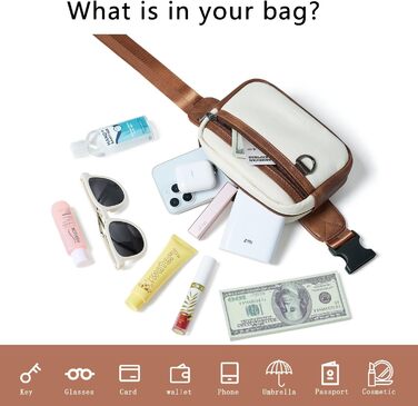 Жіноча та чоловіча поясна сумка, 2 л, веганська шкіра, коричнева, 8 дюймів. Ідеальна для подорожей, піших прогулянок та бігу.