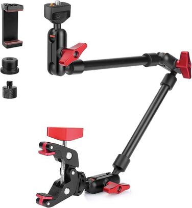 Гнучкий кріплення для камери з супер-зажимом Magic Arm, 56 см, 360° - чорно-червоний