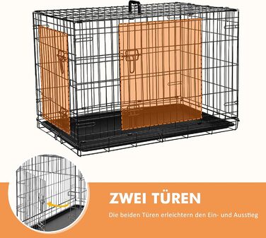 Клітка для собак Ribelli Hundetransportbox: металева, складна, чорна, до 43 кг (XL 91x64x58 см)
