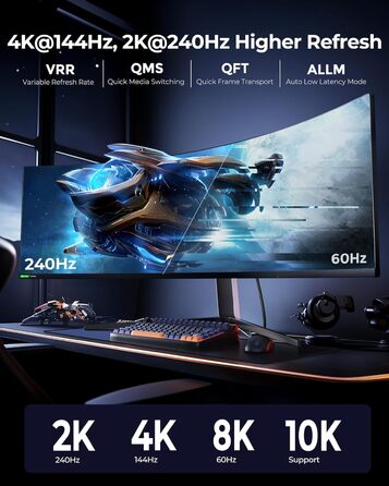 Кабель HDMI 2.1 Silkland 8K (2м) - Сертифікований, eARC, 48Gbps, сумісний з PS5, Fire TV, HDTV, Laptop