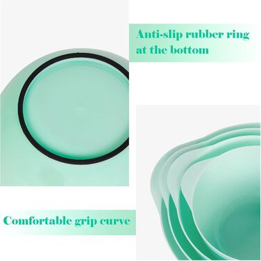 Набір міксерських мисок BoxedHome (4 шт.) Зелений: пластикові, з неслизьким покриттям, для салату та приготування їжі