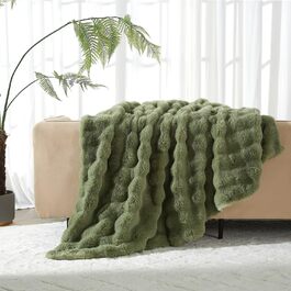 М'яка плюшева ковдра Luofanfei 180x200 см, салатово-кремовий колір, з ефектом 
