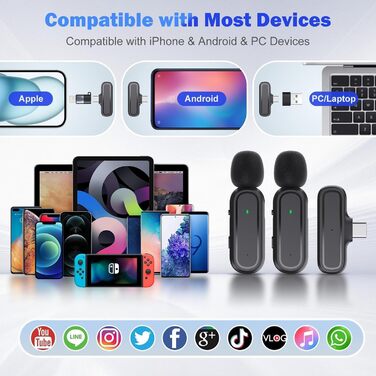 Мікрофон-лапка бездротовий для iPhone/Android з кейсом для зарядки та акумулятором 42год, з шумозаглушенням, для подкастів, TikTok, YouTube, стрімінгу, міні-мікрофон